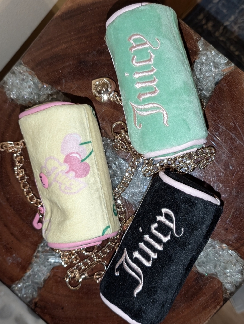 **SOLD**Juicy Couture 3 Mini Barrel Bags/ Charms In New Designs/Colors